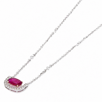 Oval Ruby Diamond Crescent Necklace