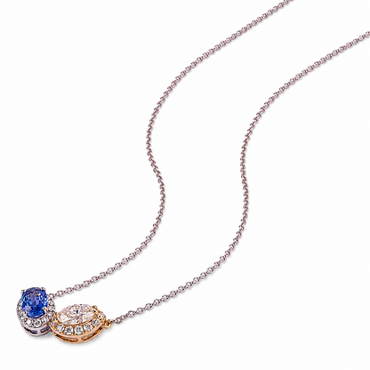 Natural Sapphire Diamond Two-Stone Necklace