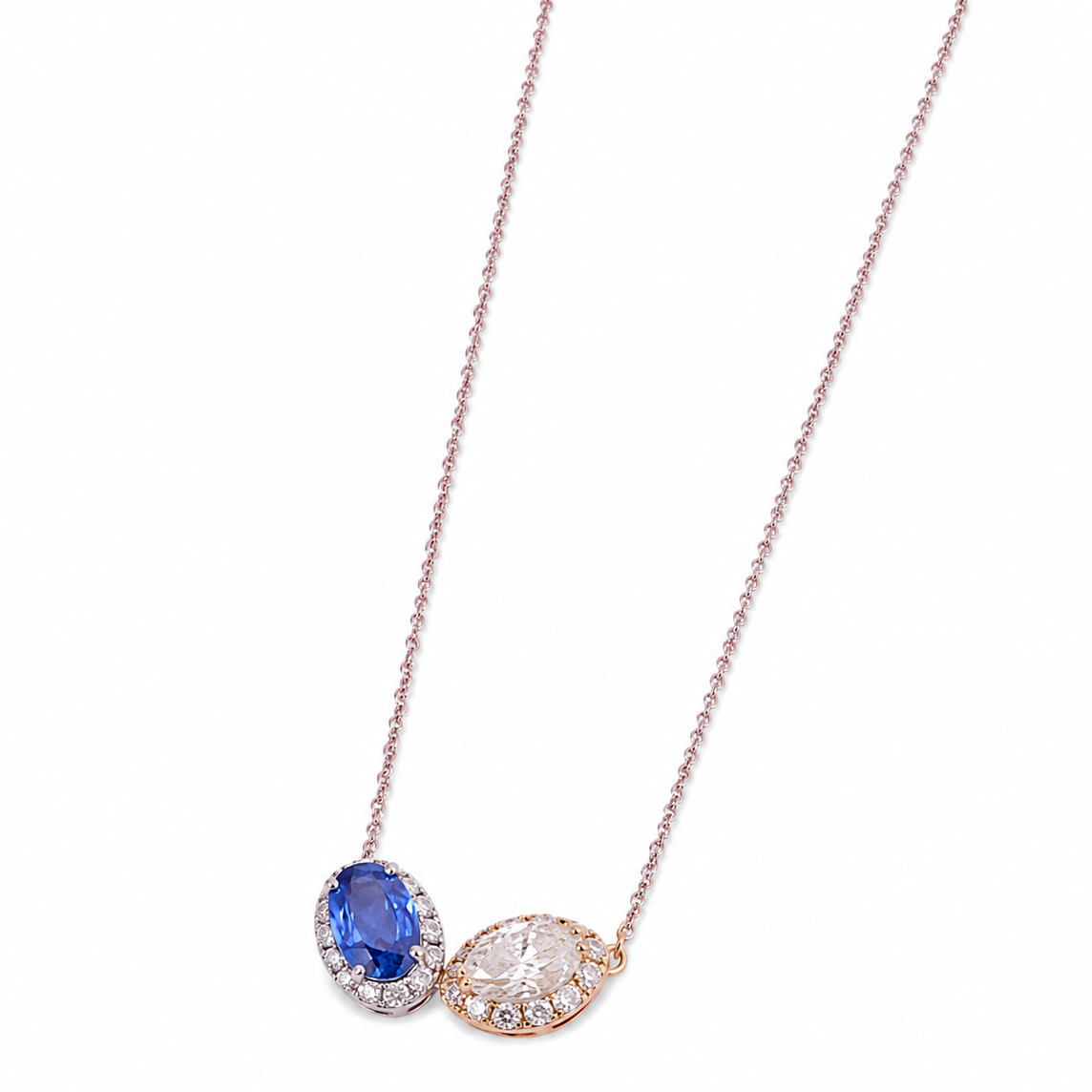 Natural Sapphire Diamond Two-Stone Necklace