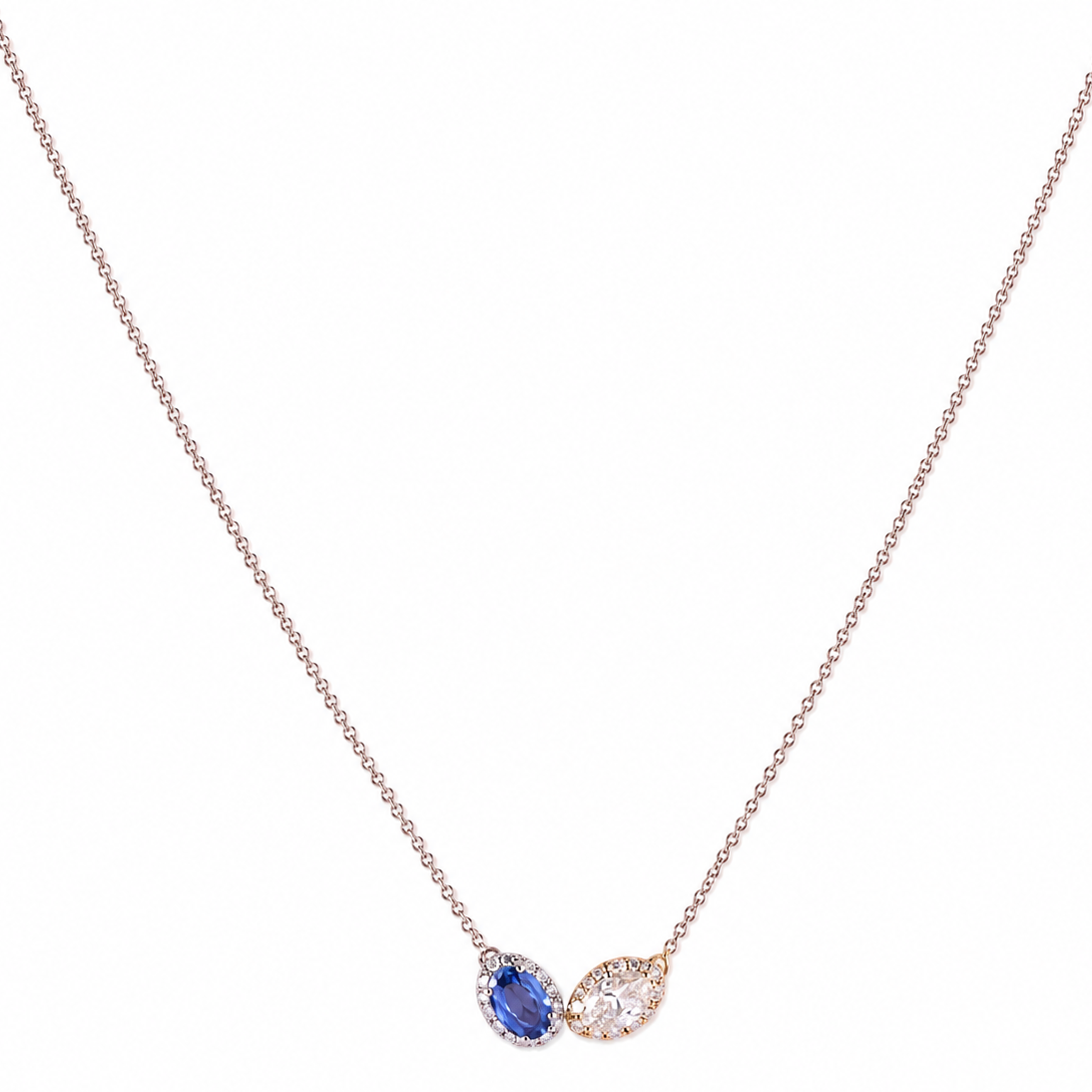 Natural Sapphire Diamond Two-Stone Necklace