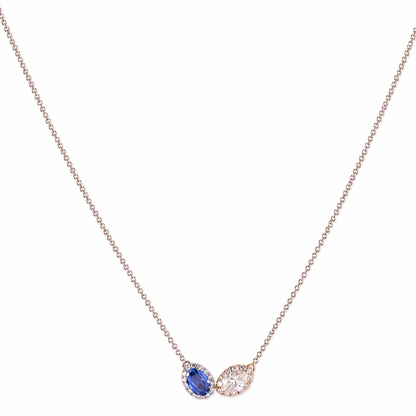 Natural Sapphire Diamond Two-Stone Necklace
