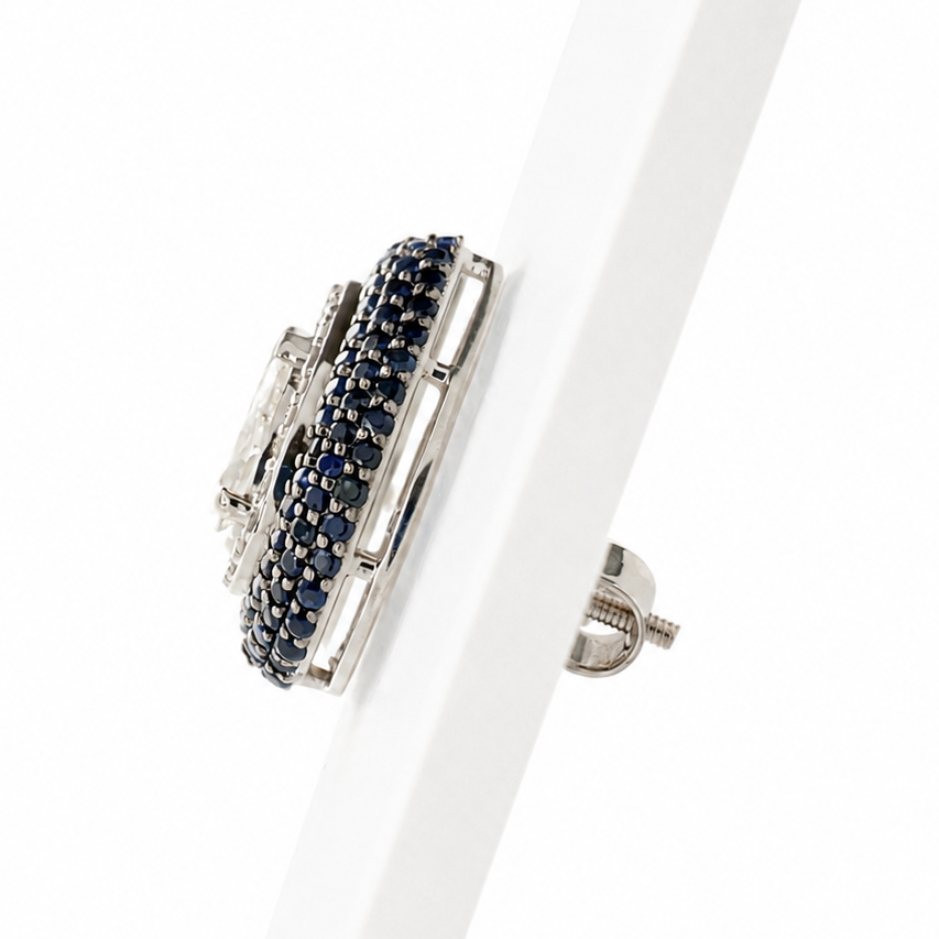 Pear Blue Sapphire Diamond Stud Earrings