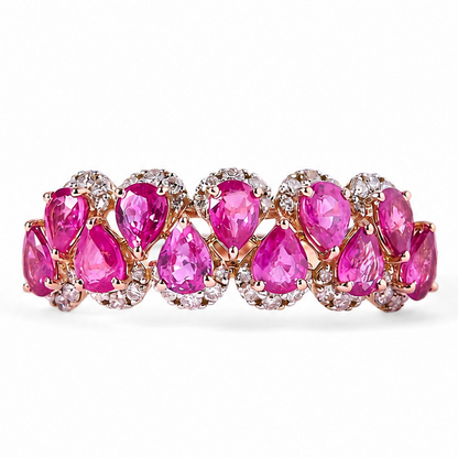 Pear Ruby Natural Diamond Ring