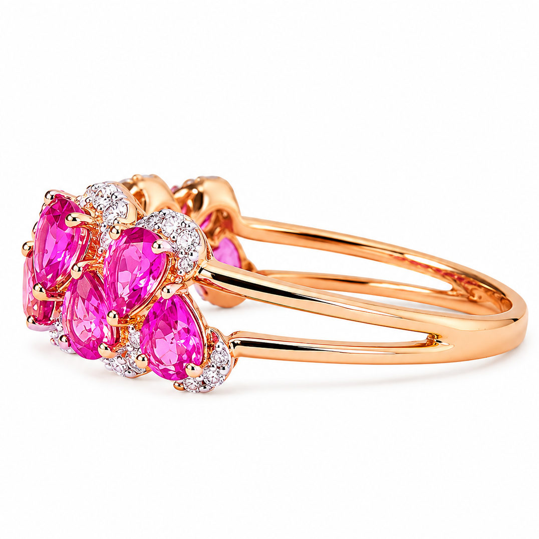 Pear Ruby Natural Diamond Ring