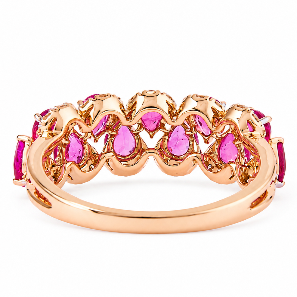 Pear Ruby Natural Diamond Ring