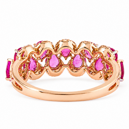 Pear Ruby Natural Diamond Ring