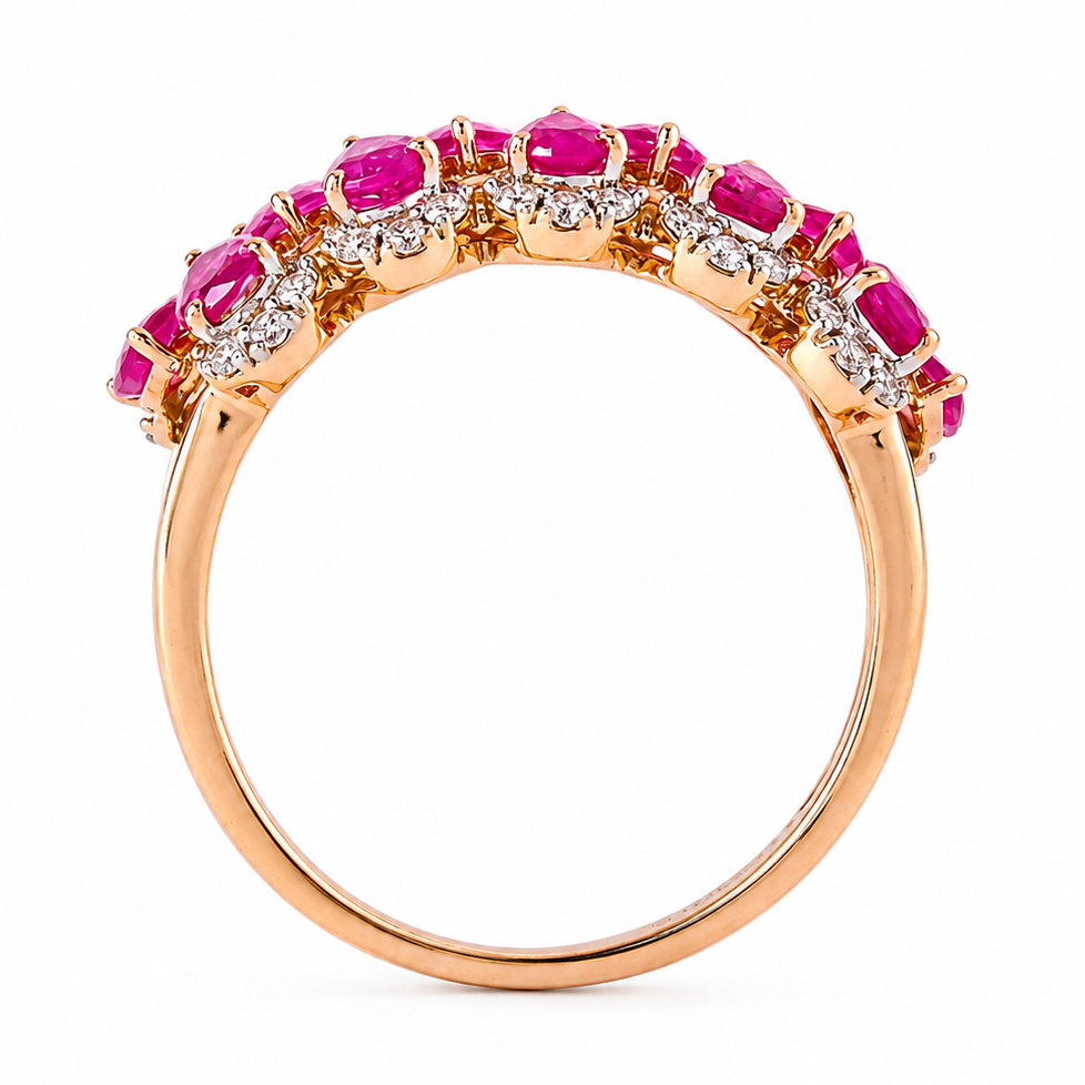 Pear Ruby Natural Diamond Ring