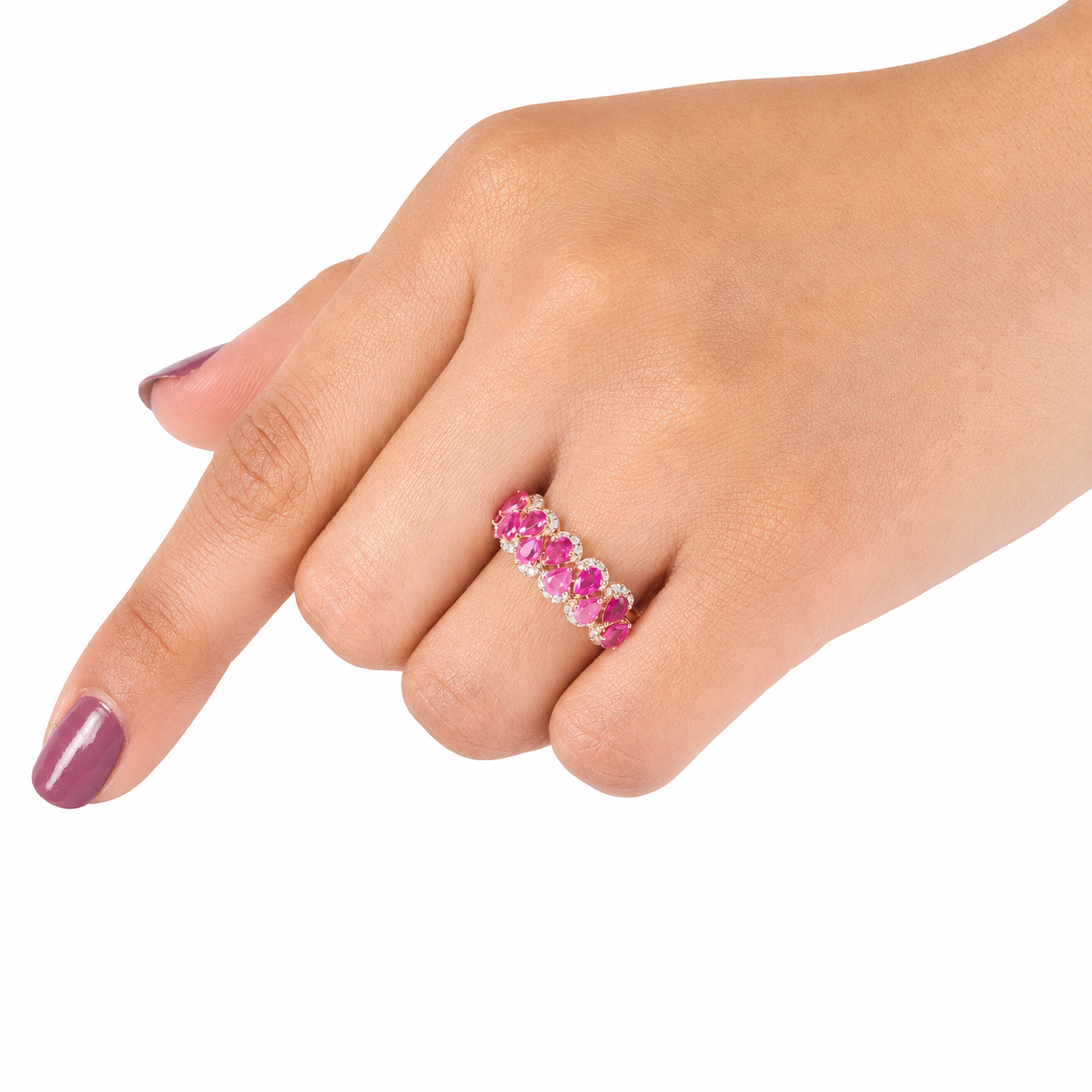 Pear Ruby Natural Diamond Ring