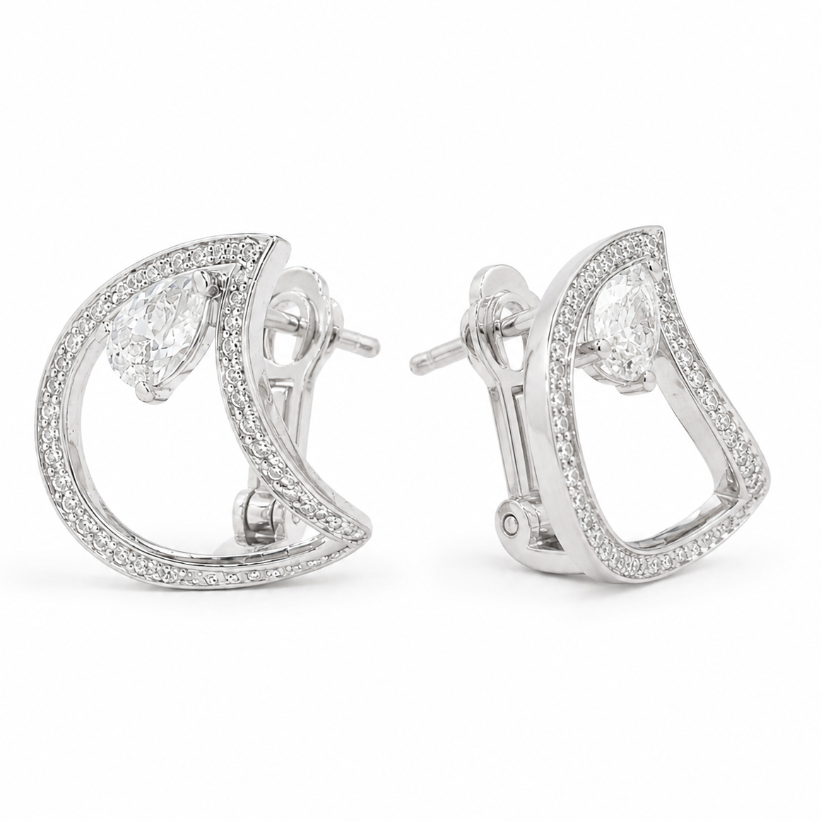Pear Diamond Huggie Hoop Earrings