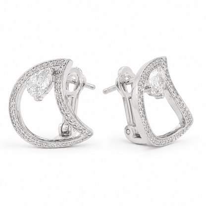 Pear Diamond Huggie Hoop Earrings