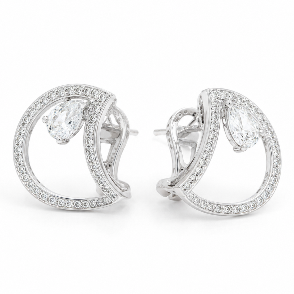 Pear Diamond Huggie Hoop Earrings