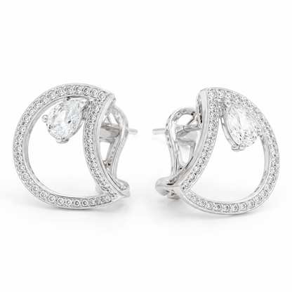 Pear Diamond Huggie Hoop Earrings