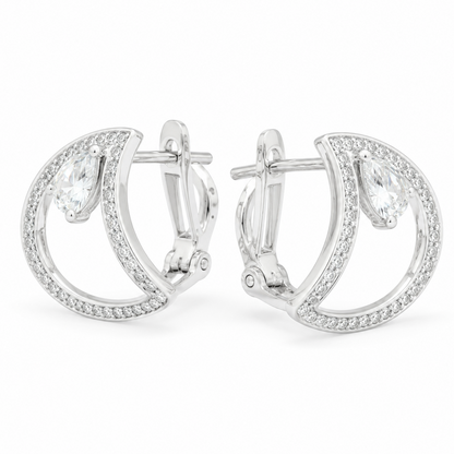 Pear Diamond Huggie Hoop Earrings