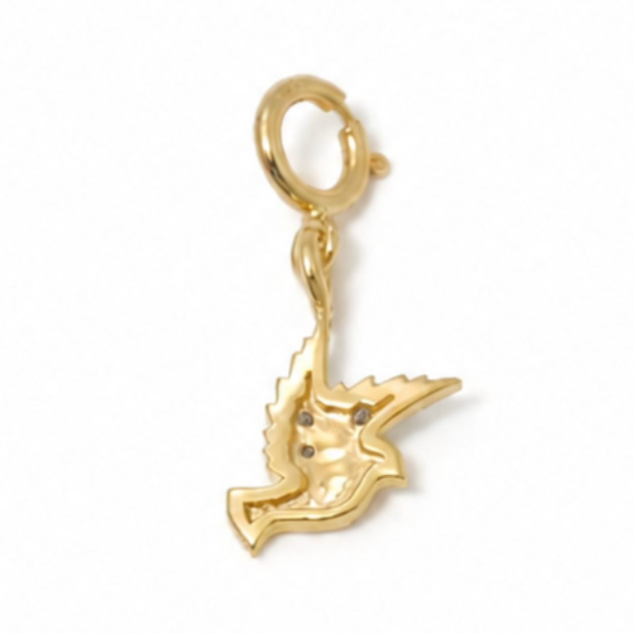 Natural Diamond Bird Charm Pendant in 14K Solid Gold