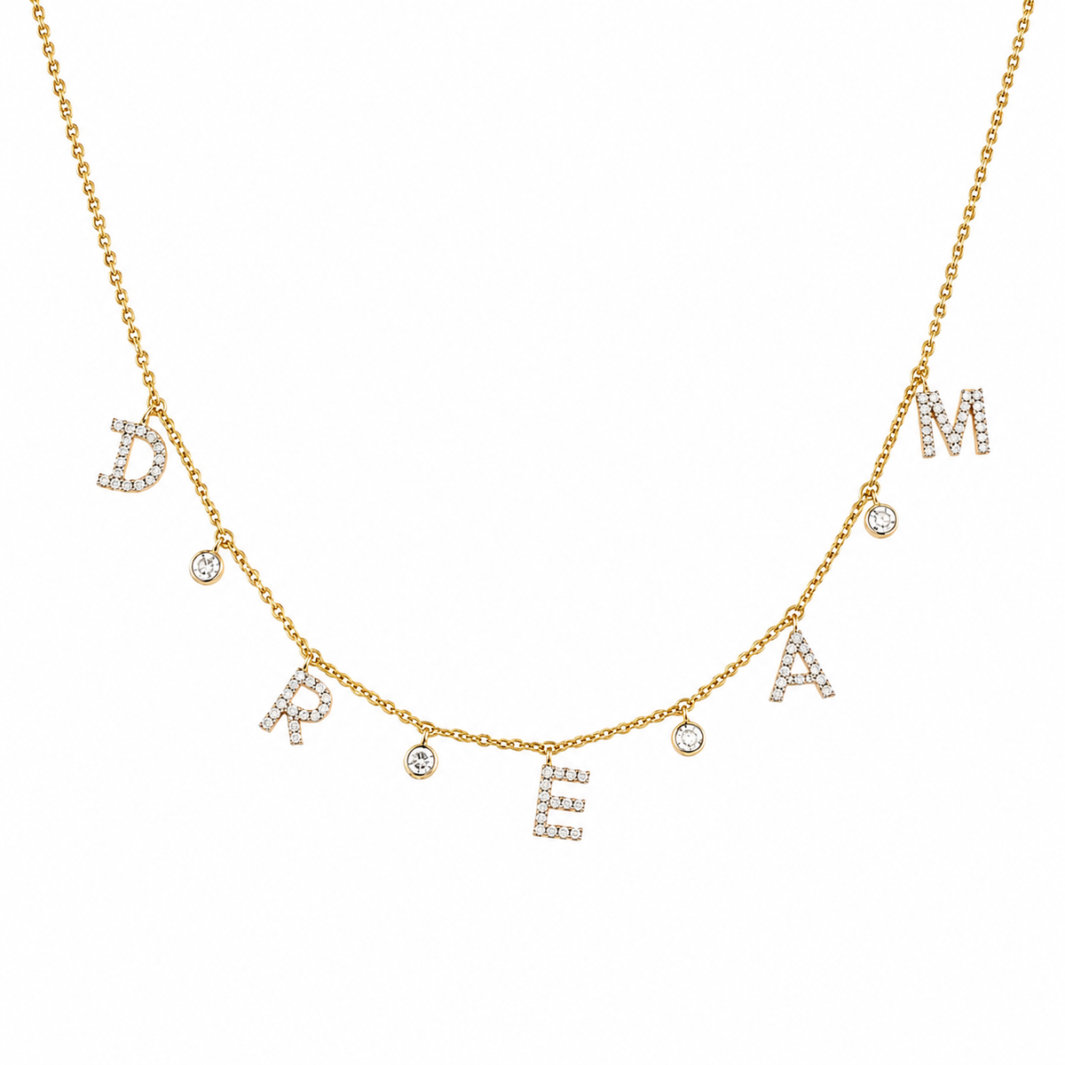 Dangle Dream Letter Diamond Necklace — CNDREAM01