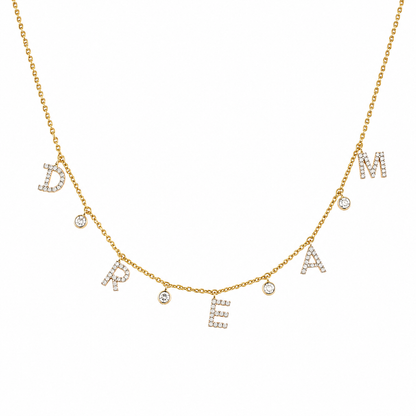 Dangle Dream Letter Diamond Necklace — CNDREAM01