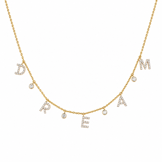 Dangle Dream Letter Diamond Necklace — CNDREAM01