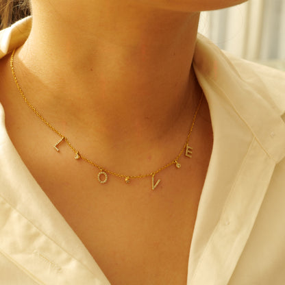 Dangle Love Letter Diamond Necklace — cn0161