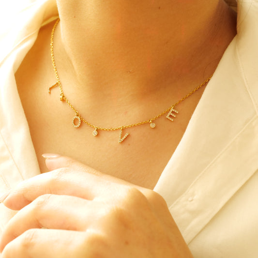 Dangle Love Letter Diamond Necklace — cn0161