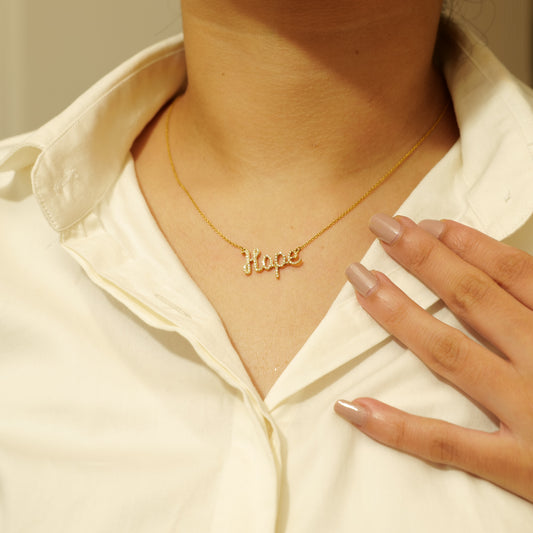 Hope Script Diamond Necklace — PNDHOPE11