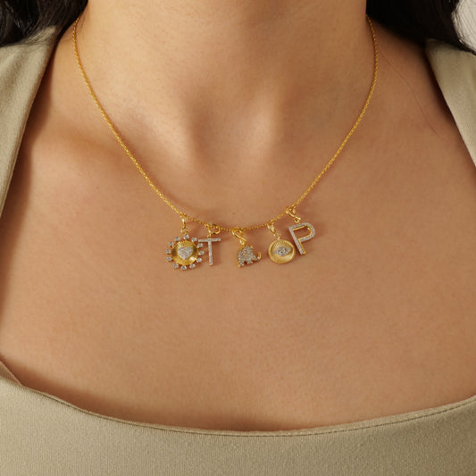 Natural Diamond Initial Charm in 14K Gold - P01155
