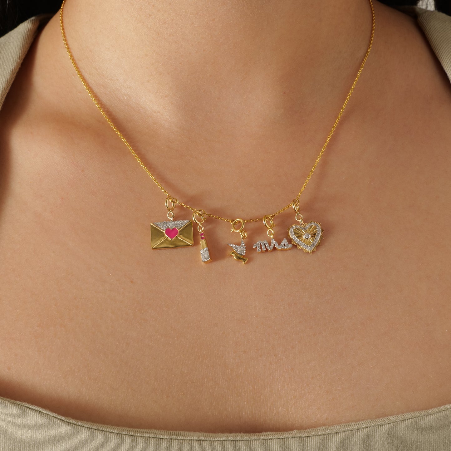 Mrs Script Diamond Charm Pendant - P01132