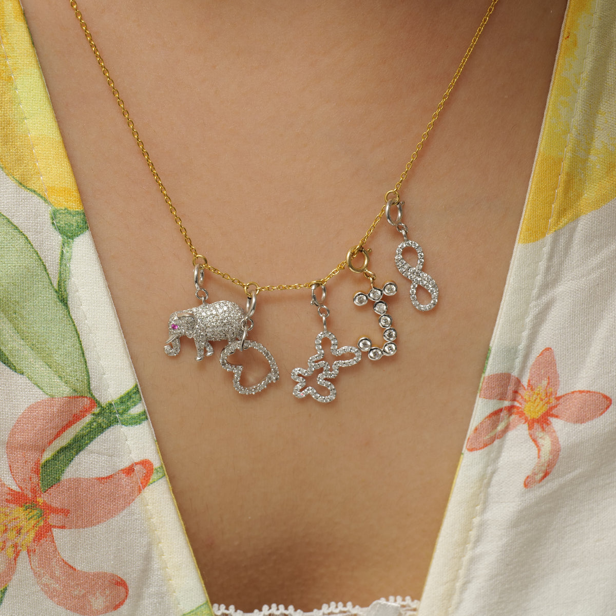 Bezel Diamond Initial Charm — P01153