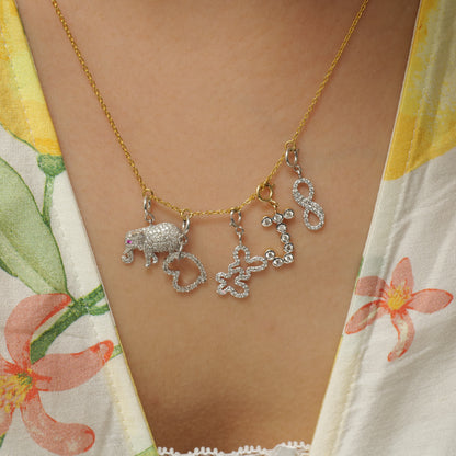 Bezel Diamond Initial Charm — P01153