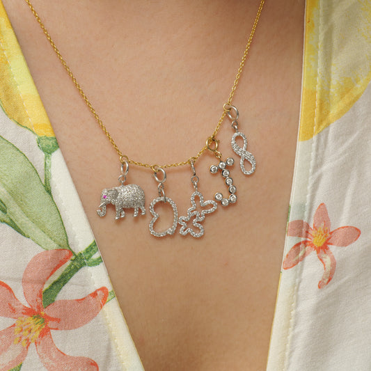 Bezel Diamond Initial Charm — P01153