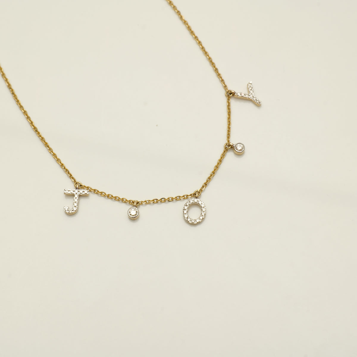 Dangle Joy Letter Diamond Necklace — CNJOY01