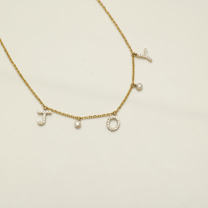 Dangle Joy Letter Diamond Necklace — CNJOY01