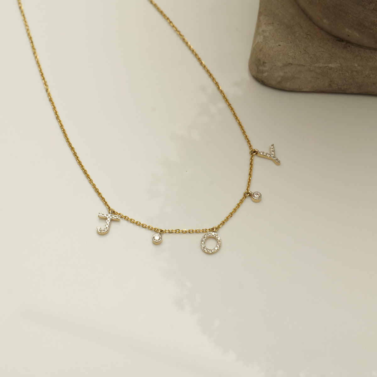 Dangle Joy Letter Diamond Necklace — CNJOY01