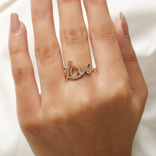 14kt Love Script Diamond Ring — lr2086