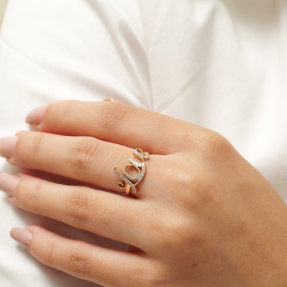 14kt Love Script Diamond Ring — lr2086