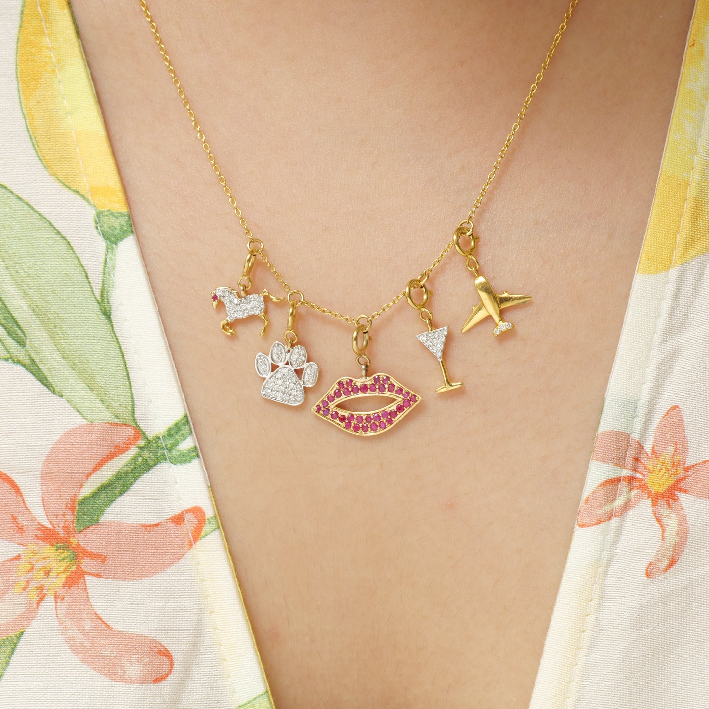 Diamond Airplane Charm Pendant — SJKJP727