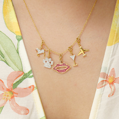 Diamond Airplane Charm Pendant — SJKJP727