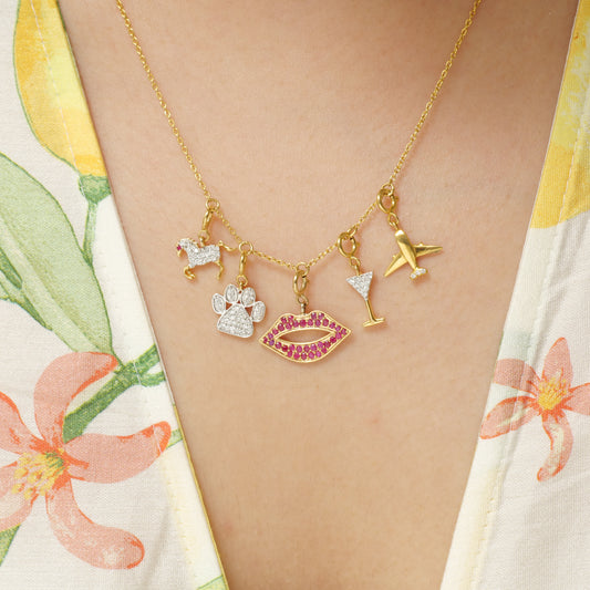 Diamond Airplane Charm Pendant — SJKJP727