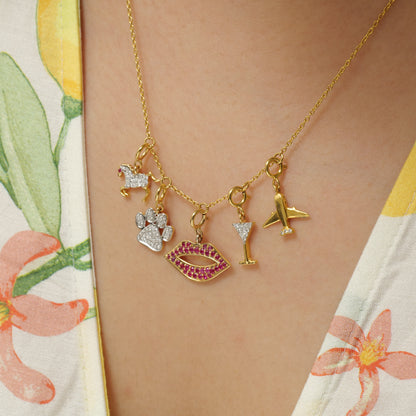 Diamond Airplane Charm Pendant — SJKJP727