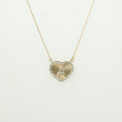 Heart Initial Medallion Diamond Necklace — P01173 X P01182