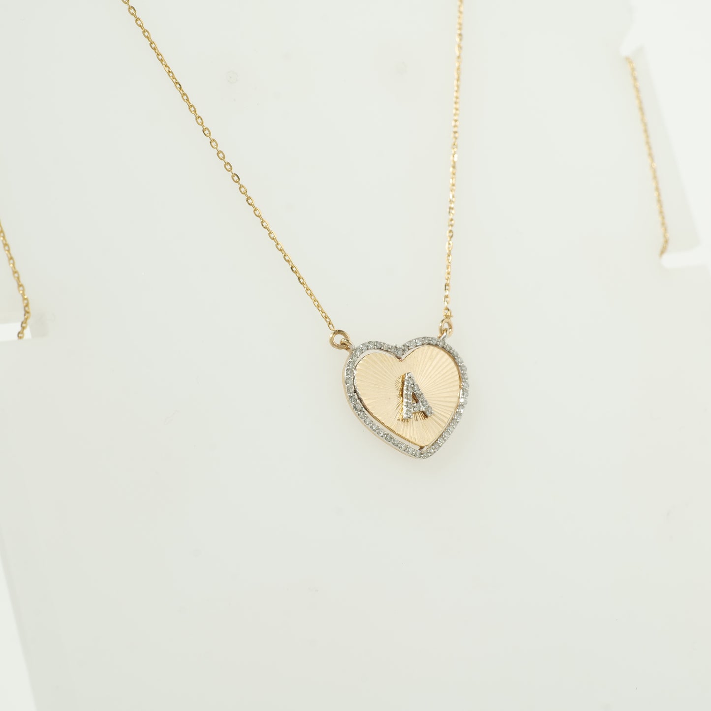 Heart Initial Medallion Diamond Necklace — P01173 X P01182