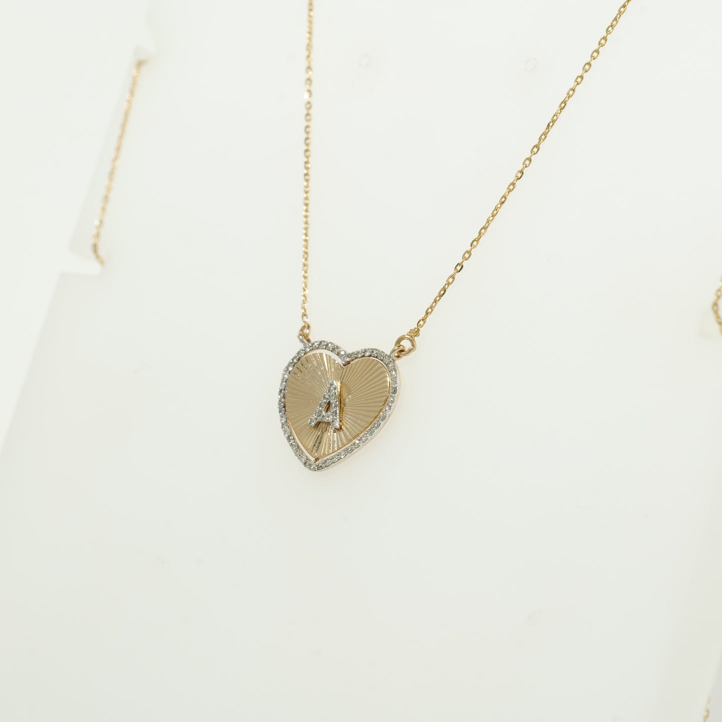 Heart Initial Medallion Diamond Necklace — P01173 X P01182