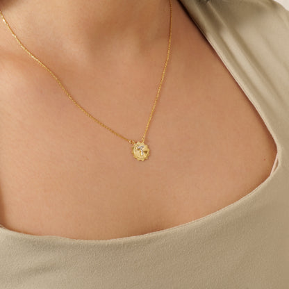 Personalized Medallion Initial Diamond Necklace - P01193 X P01192