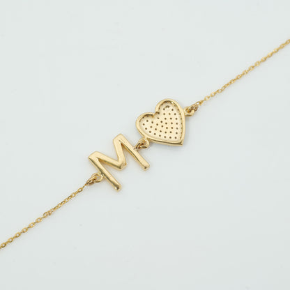 Heart Initial Natural Diamond Bracelet — LB00794