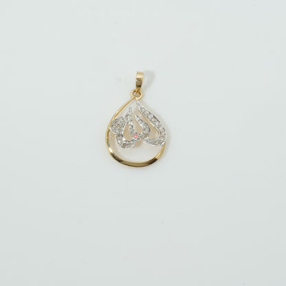 Waterdroplet Allah Calligraphy Diamond Pendant - SJGPT0029
