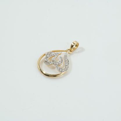 Waterdroplet Allah Calligraphy Diamond Pendant - SJGPT0029