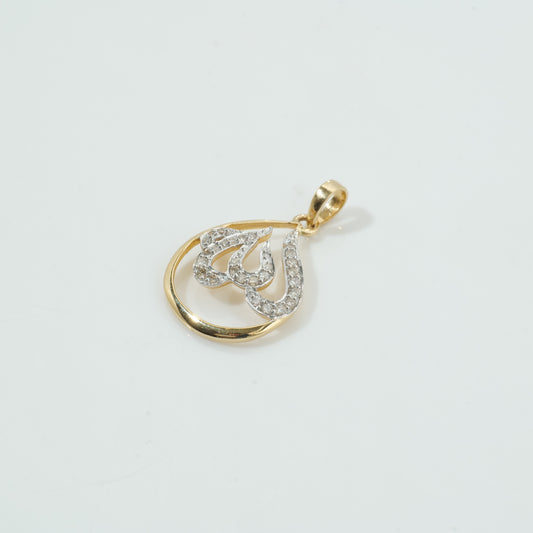 Waterdroplet Allah Calligraphy Diamond Pendant - SJGPT0029