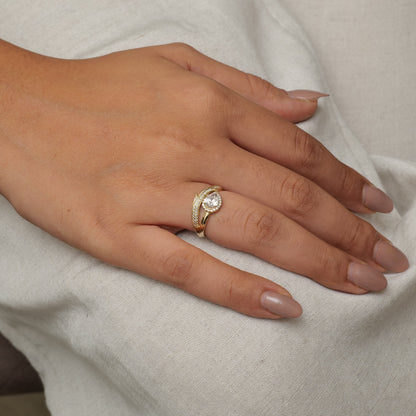 Pear Halo Natural Diamond Ring