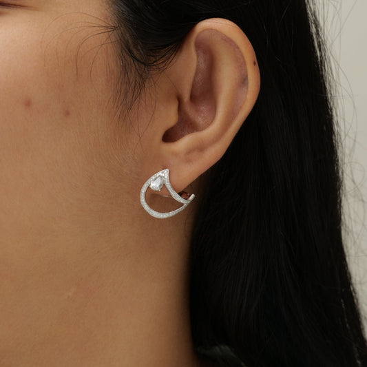 Pear Diamond Huggie Hoop Earrings