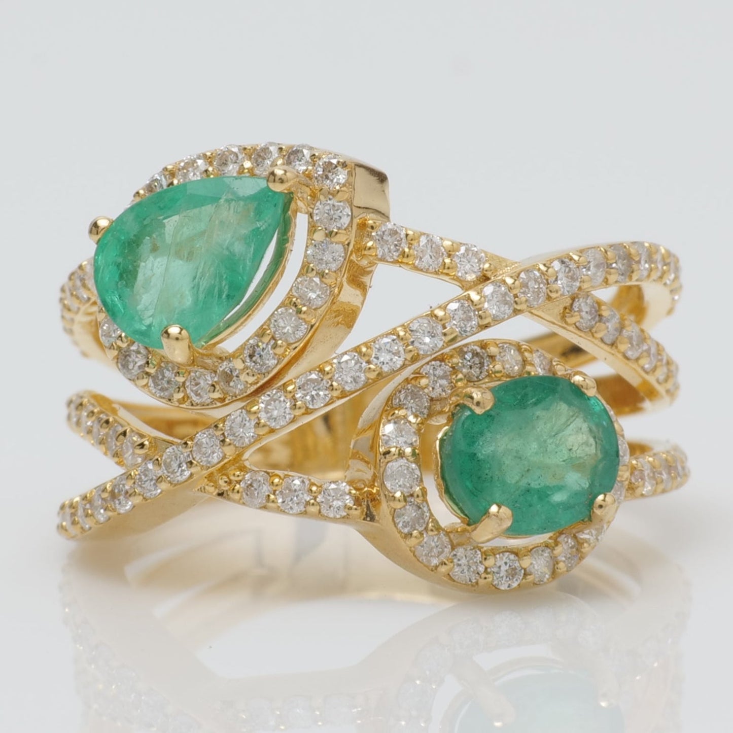Double Emerald Diamond Ring