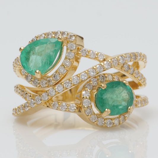 Double Emerald Diamond Ring